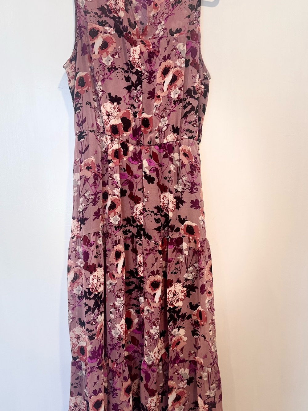 Lulu's Mauve Floral Tiered Maxi Dress - Picture 1 of 4